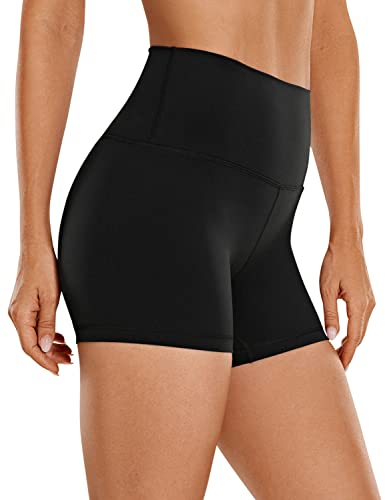 CRZ YOGA Womens Kurze Sporthose Laufshorts Sommer Radlerhose High Waist Yoga Fitness Shorts - ButterLuxe - 10cm Schwarz 38 von CRZ YOGA