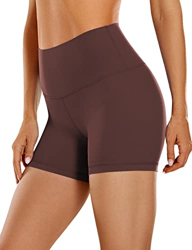 CRZ YOGA Womens Kurze Sporthose Laufshorts Sommer Radlerhose High Waist Yoga Fitness Shorts - ButterLuxe - 10cm Taupe 36 von CRZ YOGA