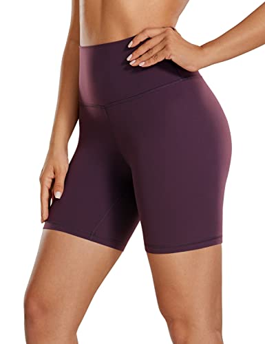 CRZ YOGA Womens Kurze Sporthose Laufshorts Sommer Radlerhose High Waist Yoga Fitness Shorts - ButterLuxe - 15cm Dunkellila 38 von CRZ YOGA