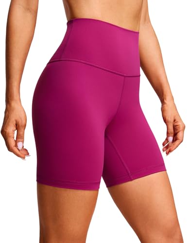 CRZ YOGA Womens Kurze Sporthose Laufshorts Sommer Radlerhose High Waist Yoga Fitness Shorts - ButterLuxe - 15cm Magenta Violett 36 von CRZ YOGA