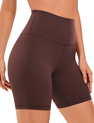 CRZ YOGA Womens Kurze Sporthose Laufshorts Sommer Radlerhose High Waist Yoga Fitness Shorts - ButterLuxe - 15cm Taupe 34 von CRZ YOGA