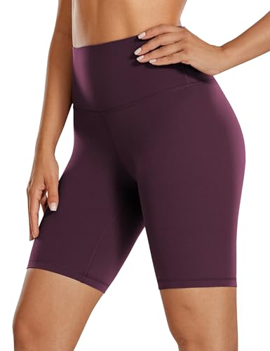 CRZ YOGA Womens Kurze Sporthose Laufshorts Sommer Radlerhose High Waist Yoga Fitness Shorts - ButterLuxe - 20cm Dunkellila 38 von CRZ YOGA