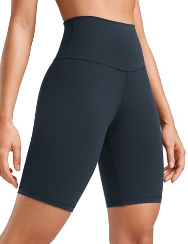 CRZ YOGA Butterluxe Damen Radlerhose Kurze Sporthose High Waist Yoga Sommer Shorts Laufshorts Fitness Hose - 20cm Echte Marine 38 von CRZ YOGA