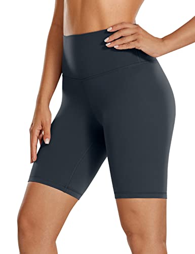 CRZ YOGA Womens Kurze Sporthose Laufshorts Sommer Radlerhose High Waist Yoga Fitness Shorts - ButterLuxe - 20cm Echte Marine 40 von CRZ YOGA