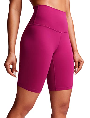 CRZ YOGA Womens Kurze Sporthose Laufshorts Sommer Radlerhose High Waist Yoga Fitness Shorts - ButterLuxe - 20cm Magenta Violett 38 von CRZ YOGA