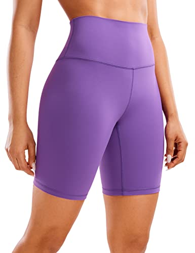 CRZ YOGA Womens Kurze Sporthose Laufshorts Sommer Radlerhose High Waist Yoga Fitness Shorts - ButterLuxe - 20cm Royal Lilac 38 von CRZ YOGA