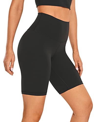 CRZ YOGA Womens Kurze Sporthose Laufshorts Sommer Radlerhose High Waist Yoga Fitness Shorts - ButterLuxe - 20cm Schwarz 42 von CRZ YOGA