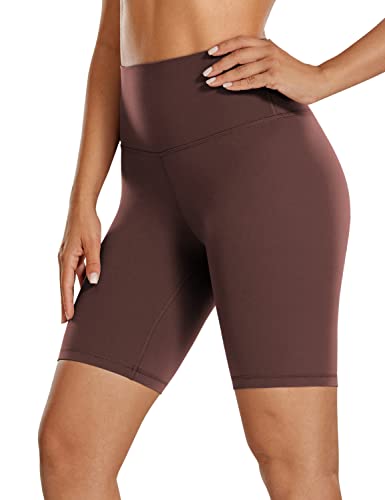 CRZ YOGA Womens Kurze Sporthose Laufshorts Sommer Radlerhose High Waist Yoga Fitness Shorts - ButterLuxe - 20cm Taupe 38 von CRZ YOGA