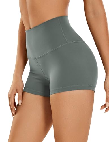 CRZ YOGA Womens Kurze Sporthose Laufshorts Sommer Radlerhose High Waist Yoga Fitness Shorts - ButterLuxe - 6.3/10/15/20/25cm Grauer Salbei 40 von CRZ YOGA