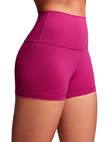 CRZ YOGA Womens Kurze Sporthose Laufshorts Sommer Radlerhose High Waist Yoga Fitness Shorts - ButterLuxe - 6.3/10/15/20/25cm Magenta Violett 38 von CRZ YOGA