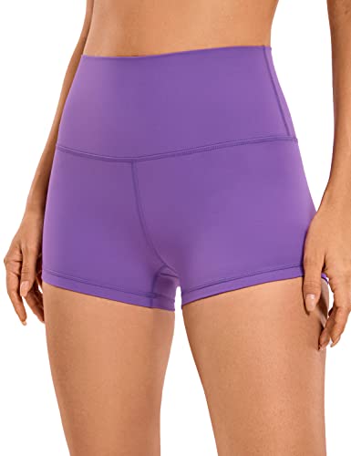 CRZ YOGA Womens Kurze Sporthose Laufshorts Sommer Radlerhose High Waist Yoga Fitness Shorts - ButterLuxe - 6.3/10/15/20/25cm Royal Lilac 38 von CRZ YOGA