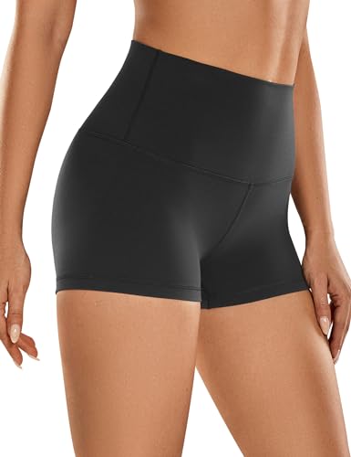 CRZ YOGA Womens Kurze Sporthose Laufshorts Sommer Radlerhose High Waist Yoga Fitness Shorts - ButterLuxe - 6.3/10/15/20/25cm Schwarz 40 von CRZ YOGA