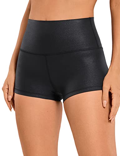 CRZ YOGA Womens Kurze Sporthose Laufshorts Sommer Radlerhose High Waist Yoga Fitness Shorts - ButterLuxe - 6.3/10/15/20/25cm Schwarzer Klassiker 40 von CRZ YOGA