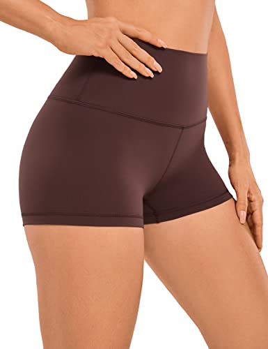 CRZ YOGA Womens Kurze Sporthose Laufshorts Sommer Radlerhose High Waist Yoga Fitness Shorts - ButterLuxe - 6.3/10/15/20/25cm Taupe 36 von CRZ YOGA