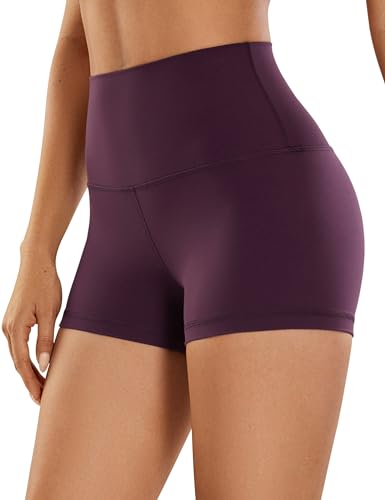 CRZ YOGA Womens Kurze Sporthose Laufshorts Sommer Radlerhose High Waist Yoga Fitness Shorts - ButterLuxe - 6.3cm Dunkellila 40 von CRZ YOGA