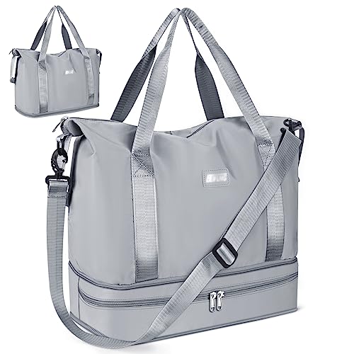 Sporttasche Faltbare Reisetasche mit Schuhfach und Nassfach, CS COSDDI Wasserabweisende Weekender Gym Travel Bag Handgepäck Tasche Trainingstasche für Damen Herren von CS COSDDI