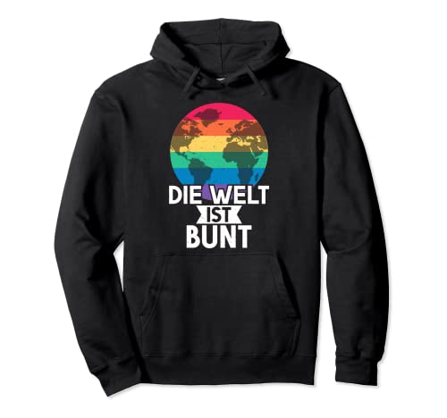 Bunte Welt Regenbogen Damen Lesbian Pride Pullover Hoodie von CSD Gay Flagge Bisexual Pride Geschenkidee