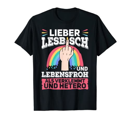 Gay Pride Lesbisch und Lebensfroh Rainbow CSD Outfit Damen T-Shirt von CSD LGBTQ Regenbogen Flagge Festival Geschenkideen