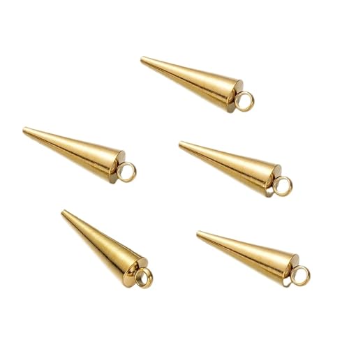 CSFFA 10 Teile/los Edelstahl Kegel Charms Retro Spike Perlen Anhänger for Frauen Mann Hoop Ohrring DIY Schmuck Machen Lieferungen(Gold_5x18mm) von CSFFA