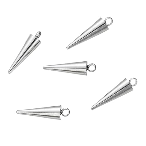 CSFFA 10 Teile/los Edelstahl Kegel Charms Retro Spike Perlen Anhänger for Frauen Mann Hoop Ohrring DIY Schmuck Machen Lieferungen(Steel_5x15mm) von CSFFA