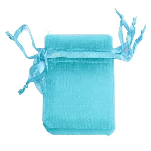 CSFFA 100 Teile/los Organzabeutel 5 * 7 cm, 7 * 9 cm, 9x12 cm Weihnachten Hochzeit Kordelzug Süßigkeitstaschen Geschenkbeutel Schmuck Verpackung Display(Aquamarine_7x9cm 100pcs) von CSFFA