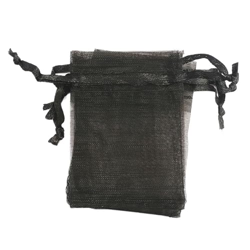 CSFFA 100 Teile/los Organzabeutel 5 * 7 cm, 7 * 9 cm, 9x12 cm Weihnachten Hochzeit Kordelzug Süßigkeitstaschen Geschenkbeutel Schmuck Verpackung Display(Black_5x7cm 100pcs) von CSFFA