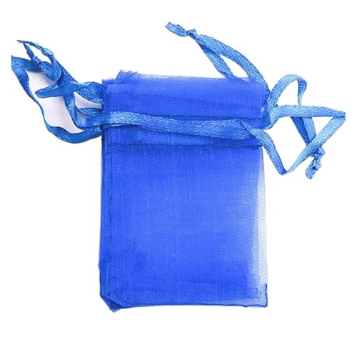 CSFFA 100 Teile/los Organzabeutel 5 * 7 cm, 7 * 9 cm, 9x12 cm Weihnachten Hochzeit Kordelzug Süßigkeitstaschen Geschenkbeutel Schmuck Verpackung Display(Blue_9x12cm 100pcs) von CSFFA