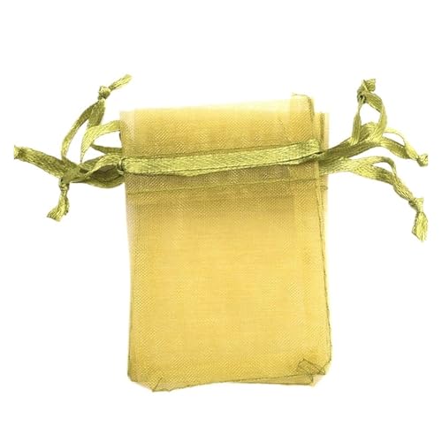 CSFFA 100 Teile/los Organzabeutel 5 * 7 cm, 7 * 9 cm, 9x12 cm Weihnachten Hochzeit Kordelzug Süßigkeitstaschen Geschenkbeutel Schmuck Verpackung Display(Olive Green_5x7cm 100pcs) von CSFFA