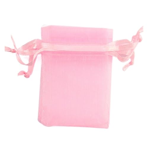 CSFFA 100 Teile/los Organzabeutel 5 * 7 cm, 7 * 9 cm, 9x12 cm Weihnachten Hochzeit Kordelzug Süßigkeitstaschen Geschenkbeutel Schmuck Verpackung Display(Pink_5x7cm 100pcs) von CSFFA