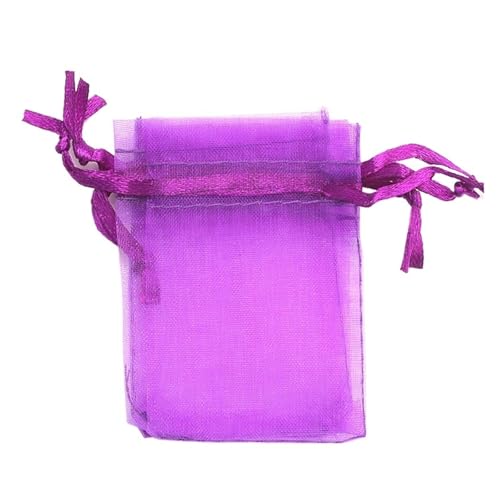 CSFFA 100 Teile/los Organzabeutel 5 * 7 cm, 7 * 9 cm, 9x12 cm Weihnachten Hochzeit Kordelzug Süßigkeitstaschen Geschenkbeutel Schmuck Verpackung Display(Purple_9x12cm 100pcs) von CSFFA