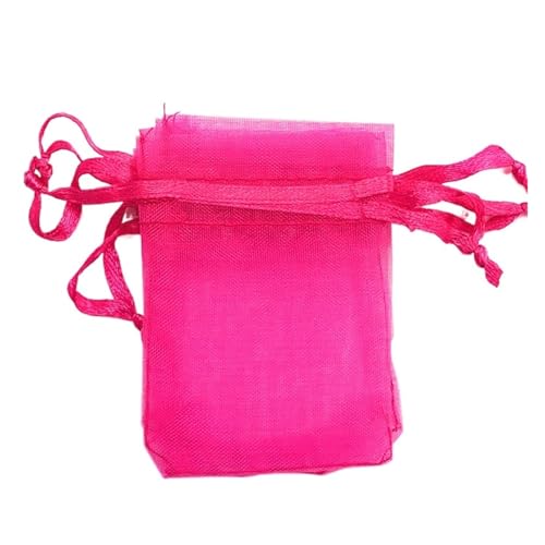 CSFFA 100 Teile/los Organzabeutel 5 * 7 cm, 7 * 9 cm, 9x12 cm Weihnachten Hochzeit Kordelzug Süßigkeitstaschen Geschenkbeutel Schmuck Verpackung Display(Rose_7x9cm 100pcs) von CSFFA