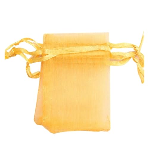CSFFA 100 Teile/los Organzabeutel 5 * 7 cm, 7 * 9 cm, 9x12 cm Weihnachten Hochzeit Kordelzug Süßigkeitstaschen Geschenkbeutel Schmuck Verpackung Display(Yellow_5x7cm 100pcs) von CSFFA