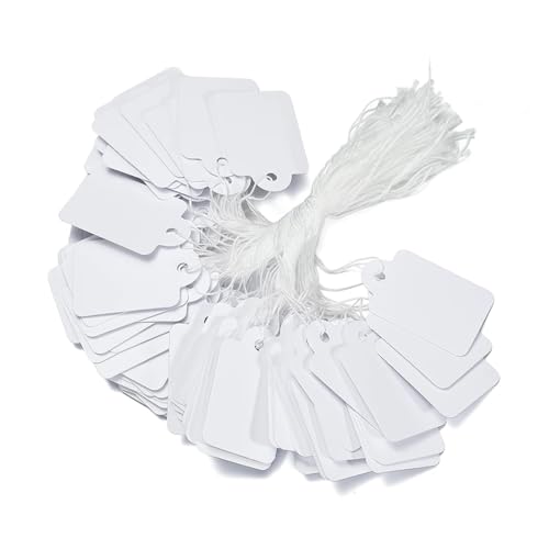 CSFFA 100 Teile/los Preisschild-Tags String Krawatte Uhr Schmuck Display Waren Preisschild Papierkarten Rechteckigen Blank Preisschild(White_35x22mm) von CSFFA