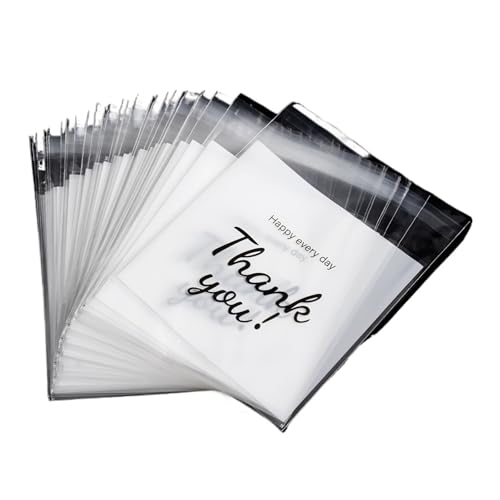 CSFFA 100 Teile/los Transparent Danke Selbst-Adhesive Tasche Kunststoff Beutel for DIY Schmuck Display Cookies Lagerung Geschenke Tasche(White_14x17cm) von CSFFA