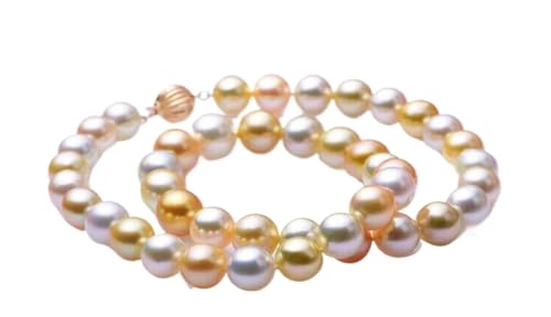 CSFFA 18" 8-9MM NATÜRLICHE SÜDSEE-ECHTE WEISSGOLDENE RUNDE PERLENKETTE Schmuck-Halskette CSFFA 18" 8-9MM NATÜRLICHE SÜDSEE-ECHTE WEISSGOLDENE RUNDE PERLENKETTE Schmuck-Halskette von CSFFA