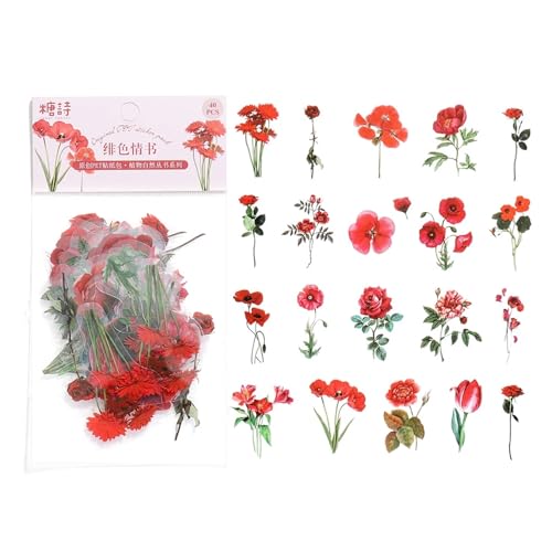 CSFFA 40 Teile/Beutel Pflanze Natur Blume Dekorative PVC Aufkleber Epoxidharz Handwerk Füllstoffe Material for DIY Epoxidharz Formen Buch Dekor(Black) von CSFFA