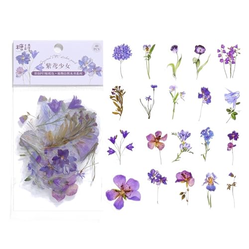 CSFFA 40 Teile/Beutel Pflanze Natur Blume Dekorative PVC Aufkleber Epoxidharz Handwerk Füllstoffe Material for DIY Epoxidharz Formen Buch Dekor(Pink) von CSFFA