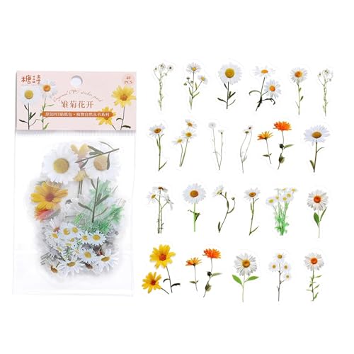 CSFFA 40 Teile/Beutel Pflanze Natur Blume Dekorative PVC Aufkleber Epoxidharz Handwerk Füllstoffe Material for DIY Epoxidharz Formen Buch Dekor(White) von CSFFA