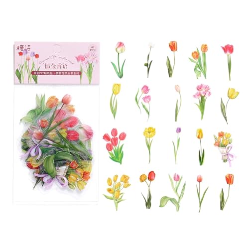 CSFFA 40 Teile/Beutel Pflanze Natur Blume Dekorative PVC Aufkleber Epoxidharz Handwerk Füllstoffe Material for DIY Epoxidharz Formen Buch Dekor(Yellow) von CSFFA