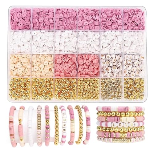 CSFFA Stil DIY Tonperlen Armband Herstellungsset Freundschaft Goldene Buchstabenperlen Set for Schmuckherstellung Frauen Teenager Mädchen Geburtstagsgeschenk(Beads Kit2) von CSFFA