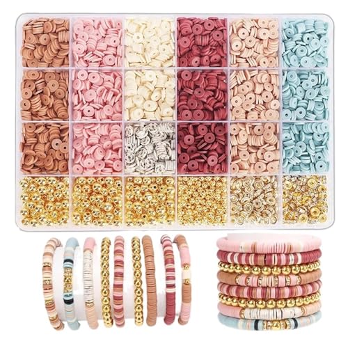 CSFFA Stil DIY Tonperlen Armband Herstellungsset Freundschaft Goldene Buchstabenperlen Set for Schmuckherstellung Frauen Teenager Mädchen Geburtstagsgeschenk(Beads Kit3) von CSFFA