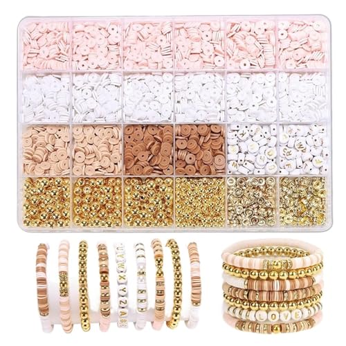 CSFFA Stil DIY Tonperlen Armband Herstellungsset Freundschaft Goldene Buchstabenperlen Set for Schmuckherstellung Frauen Teenager Mädchen Geburtstagsgeschenk(Beads Kit6) von CSFFA
