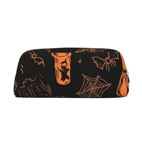 CSGJMYGS Federmäppchen aus Leder, Federmäppchen, Halloween-Elemente, großes Fassungsvermögen, Bleistift-Organizer mit Reißverschluss, tragbare Reise-Make-up-Tasche, Schreibtisch-Schreibwaren-Organizer CSGJMYGS Federmäppchen aus Leder, Federmäppchen, Halloween-Elemente, großes Fassungsvermögen, Bleistift-Organizer mit Reißverschluss, tragbare Reise-Make-up-Tasche, Schreibtisch-Schreibwaren-Organizer von CSGJMYGS