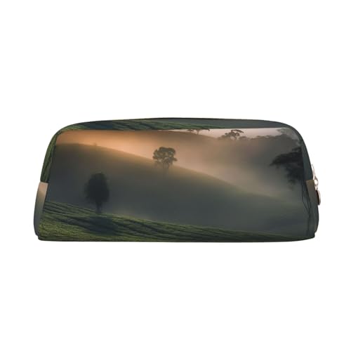 CSGJMYGS Federmäppchen aus Leder, Federmäppchen, Teefeld, Federmäppchen, großes Fassungsvermögen, Bleistift-Organizer mit Reißverschluss, tragbare Reise-Make-up-Tasche, von CSGJMYGS