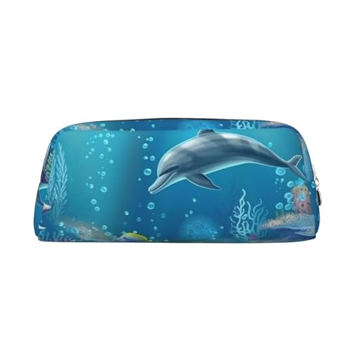 CSGJMYGS Federmäppchen aus Leder, Federmäppchen, Unterwasserwelt, Meeresleben, Federmäppchen mit großem Fassungsvermögen, Bleistift-Organizer mit Reißverschluss, tragbare Reise-Make-up-Tasche, CSGJMYGS Federmäppchen aus Leder, Federmäppchen, Unterwasserwelt, Meeresleben, Federmäppchen mit großem Fassungsvermögen, Bleistift-Organizer mit Reißverschluss, tragbare Reise-Make-up-Tasche, von CSGJMYGS