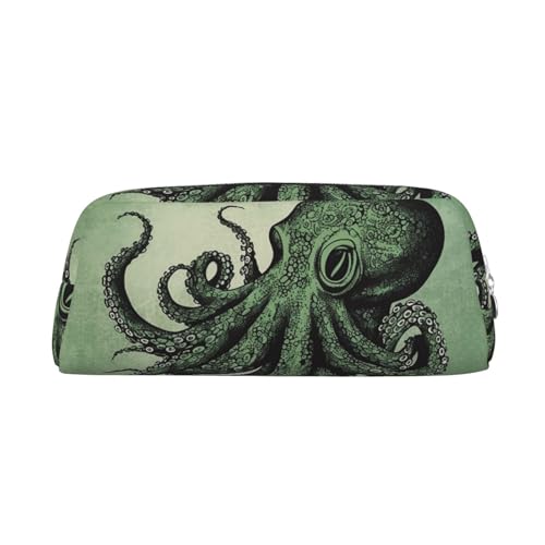 CSGJMYGS Federmäppchen aus Leder, Federmäppchen, grünes Oktopus-Federmäppchen, großes Fassungsvermögen, Bleistift-Organizer mit Reißverschluss, tragbare Reise-Make-up-Tasche, CSGJMYGS Federmäppchen aus Leder, Federmäppchen, grünes Oktopus-Federmäppchen, großes Fassungsvermögen, Bleistift-Organizer mit Reißverschluss, tragbare Reise-Make-up-Tasche, von CSGJMYGS