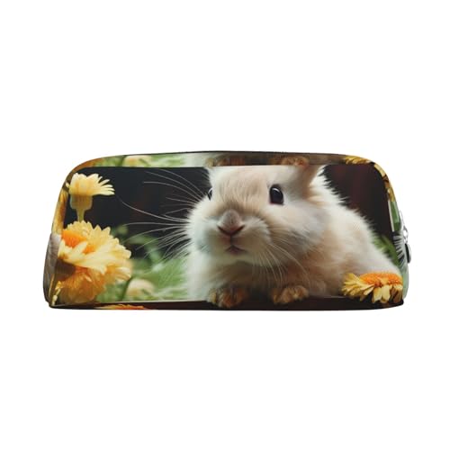 CSGJMYGS Federmäppchen aus Leder, Federmäppchen mit Kaninchen- und Blumenmotiv, großes Fassungsvermögen, Bleistift-Organizer mit Reißverschluss, tragbare Reise-Make-up-Tasche, Schreibtisch-Organizer CSGJMYGS Federmäppchen aus Leder, Federmäppchen mit Kaninchen- und Blumenmotiv, großes Fassungsvermögen, Bleistift-Organizer mit Reißverschluss, tragbare Reise-Make-up-Tasche, Schreibtisch-Organizer von CSGJMYGS
