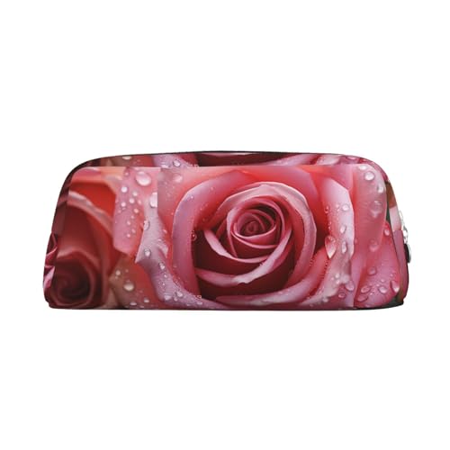 CSGJMYGS Federmäppchen aus Leder, Motiv: Liebesrosen, Blütenblätter, Federmäppchen, großes Fassungsvermögen, Bleistift-Organizer mit Reißverschluss, tragbare Reise-Make-up-Tasche, CSGJMYGS Federmäppchen aus Leder, Motiv: Liebesrosen, Blütenblätter, Federmäppchen, großes Fassungsvermögen, Bleistift-Organizer mit Reißverschluss, tragbare Reise-Make-up-Tasche, von CSGJMYGS