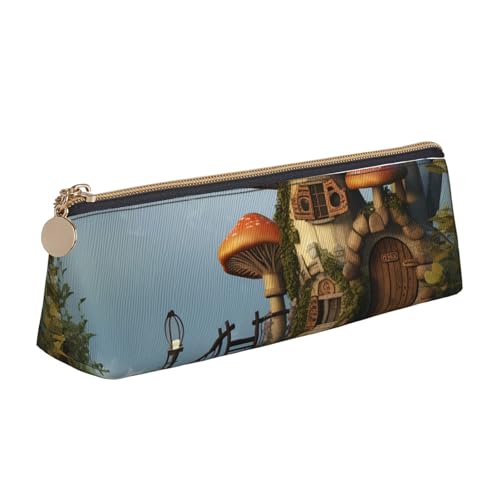 CSGJMYGS Federmäppchen aus Leder, Pilz-/Garten-Federmäppchen, großes Fassungsvermögen, Bleistift-Organizer mit Reißverschluss, tragbare Reise-Make-up-Tasche, Schreibtisch-Schreibwaren-Organizer für von CSGJMYGS