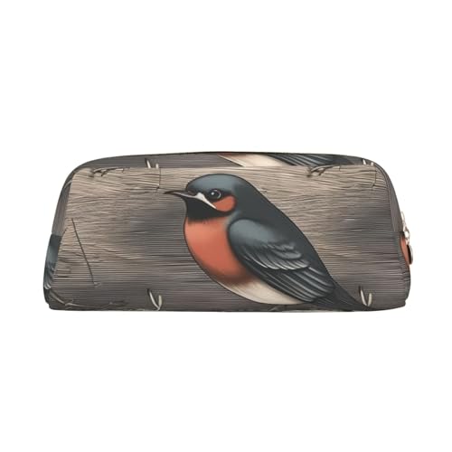 CSGJMYGS Federmäppchen aus Leder, Scheunenschwalbe in Graphit, große Kapazität, Bleistift-Organizer mit Reißverschluss, tragbare Reise-Make-up-Tasche, Schreibtisch-Schreibwaren-Organizer für Damen und CSGJMYGS Federmäppchen aus Leder, Scheunenschwalbe in Graphit, große Kapazität, Bleistift-Organizer mit Reißverschluss, tragbare Reise-Make-up-Tasche, Schreibtisch-Schreibwaren-Organizer für Damen und von CSGJMYGS
